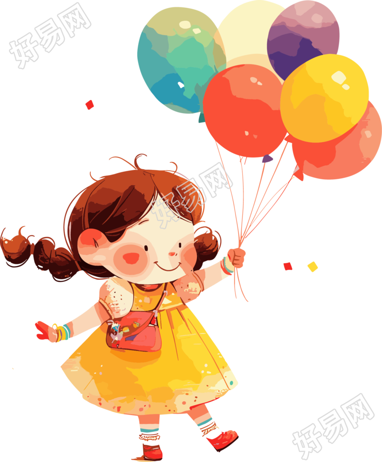 欢乐儿童彩色气球插图