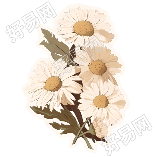 雏菊贴纸复古商用素材