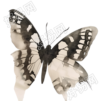 黑白蝴蝶贴纸复古元素