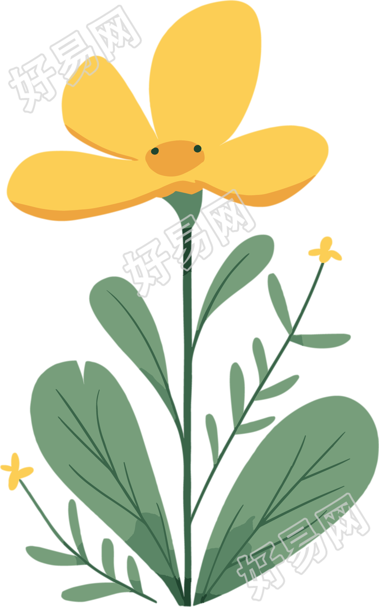 小花可爱卡通植物插画