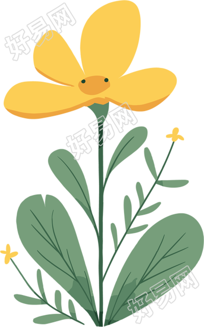 小花可爱卡通植物插画