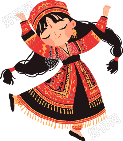 新疆美女平面插画