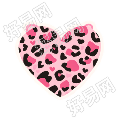 豹纹爱心甜酷PNG素材