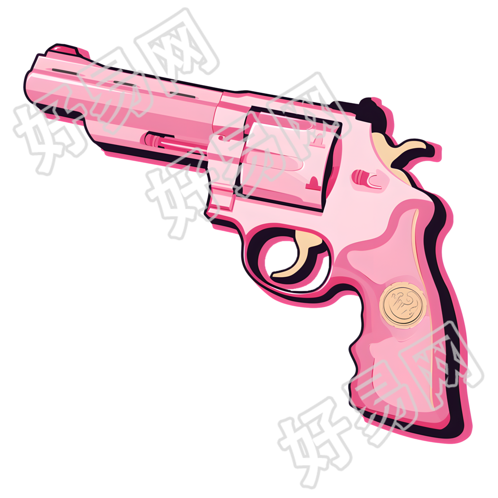 甜酷粉色手枪商业创意插画