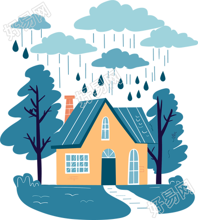 暴雨矢量插图