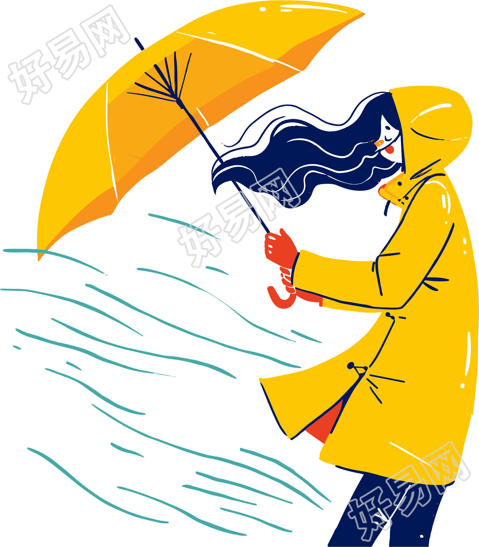 打伞的女孩暴雨插图