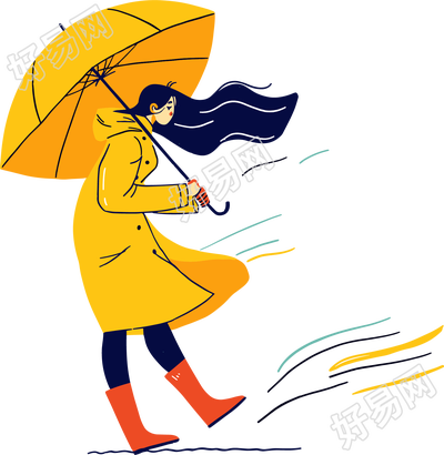 打伞的女孩暴雨矢量素材