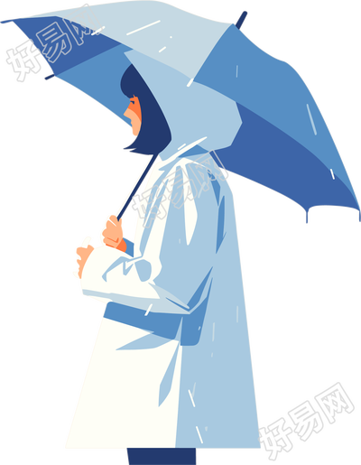 打伞的女孩暴雨元素