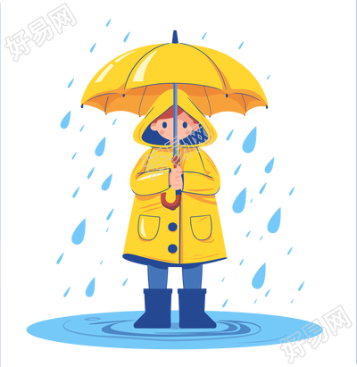打伞的女孩暴雨图形素材