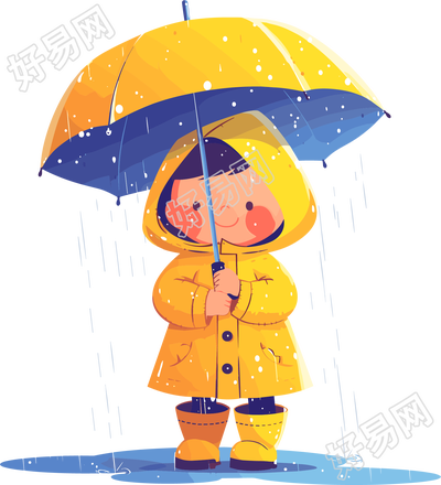 打伞的女孩暴雨PNG素材插画