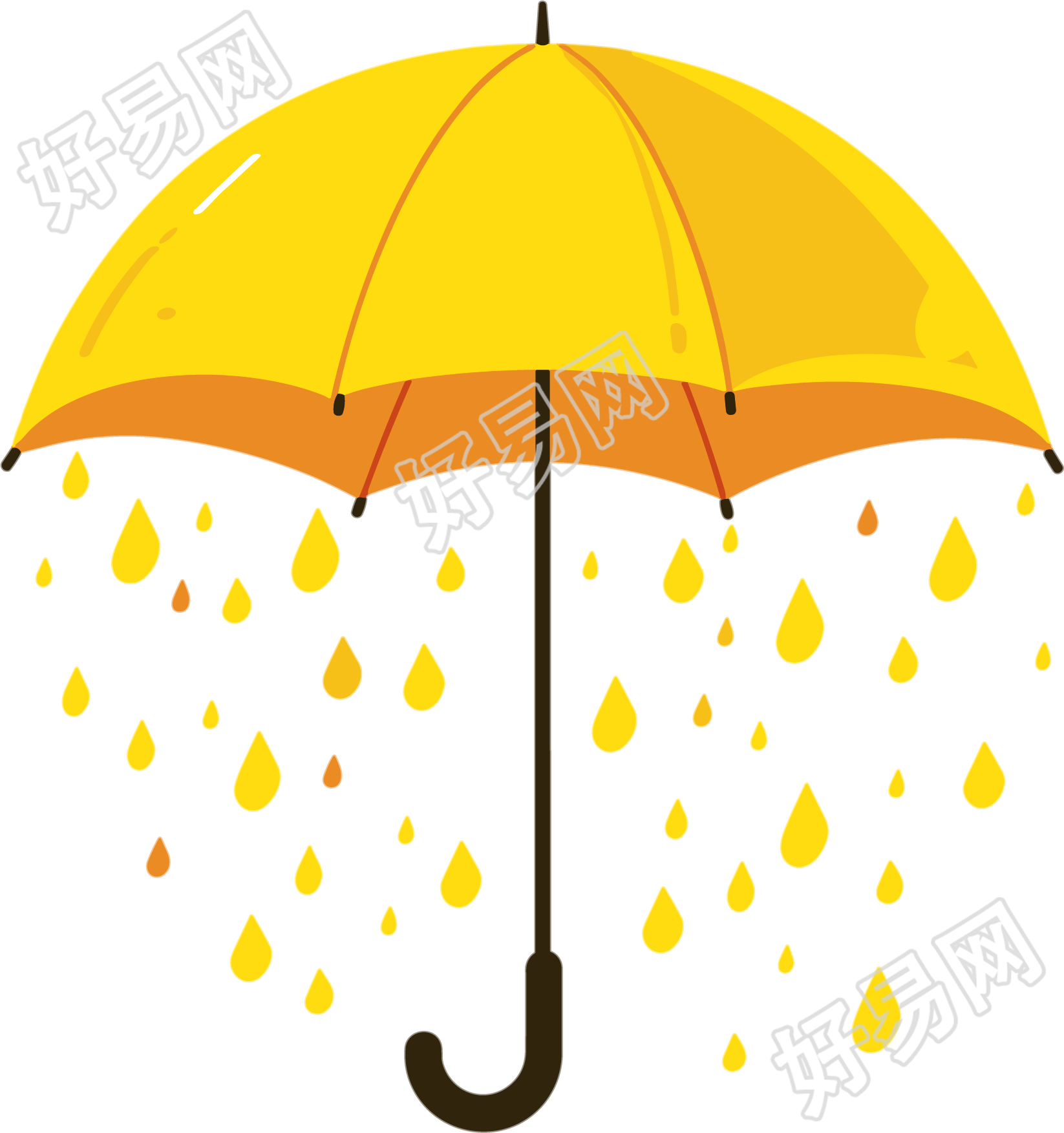 暴雨天气黄色雨伞插画