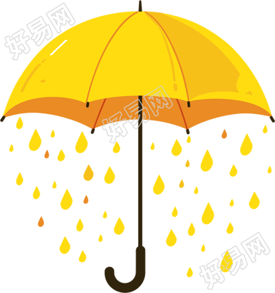 暴雨天气黄色雨伞插画