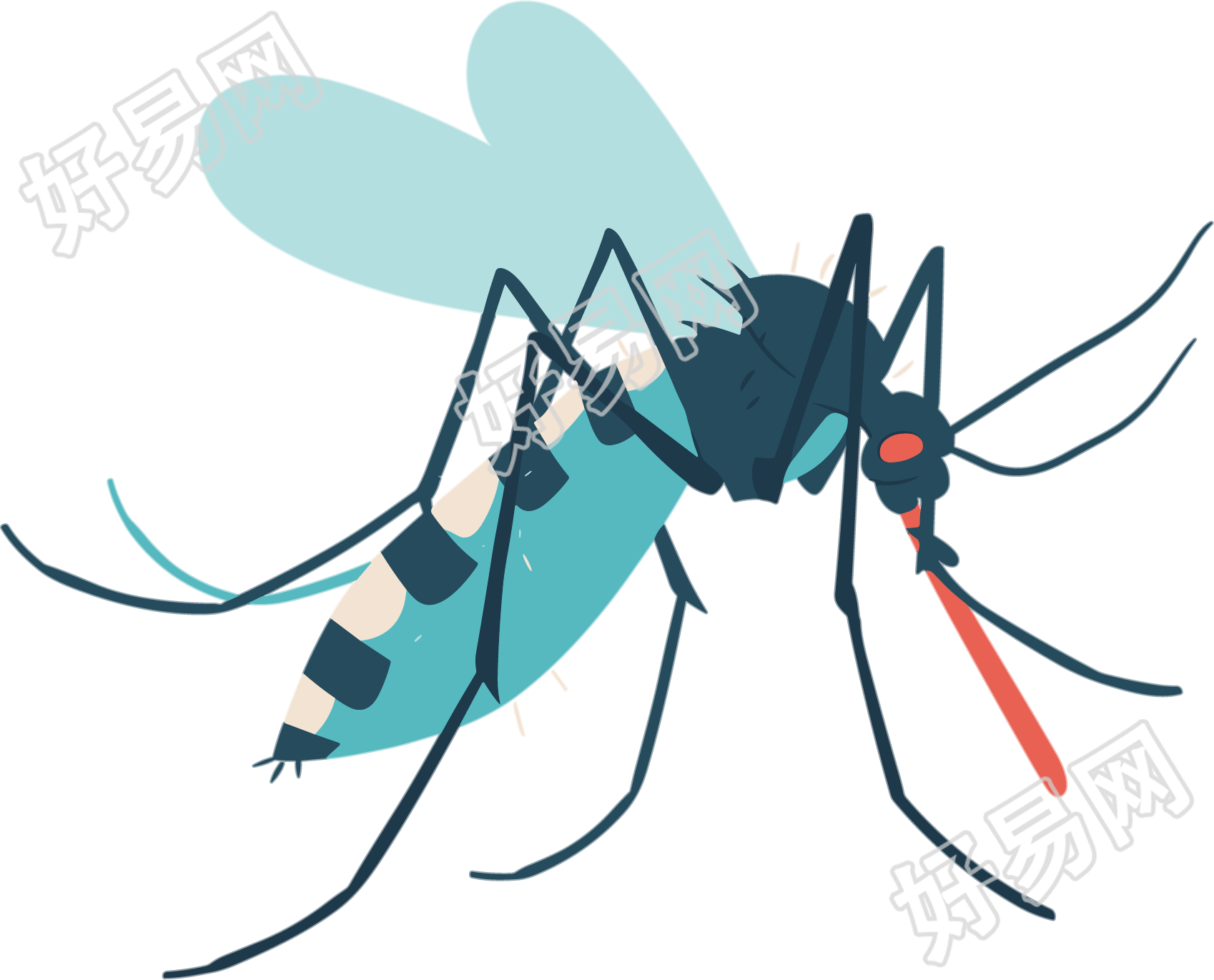 昆虫蚊子平面插画素材