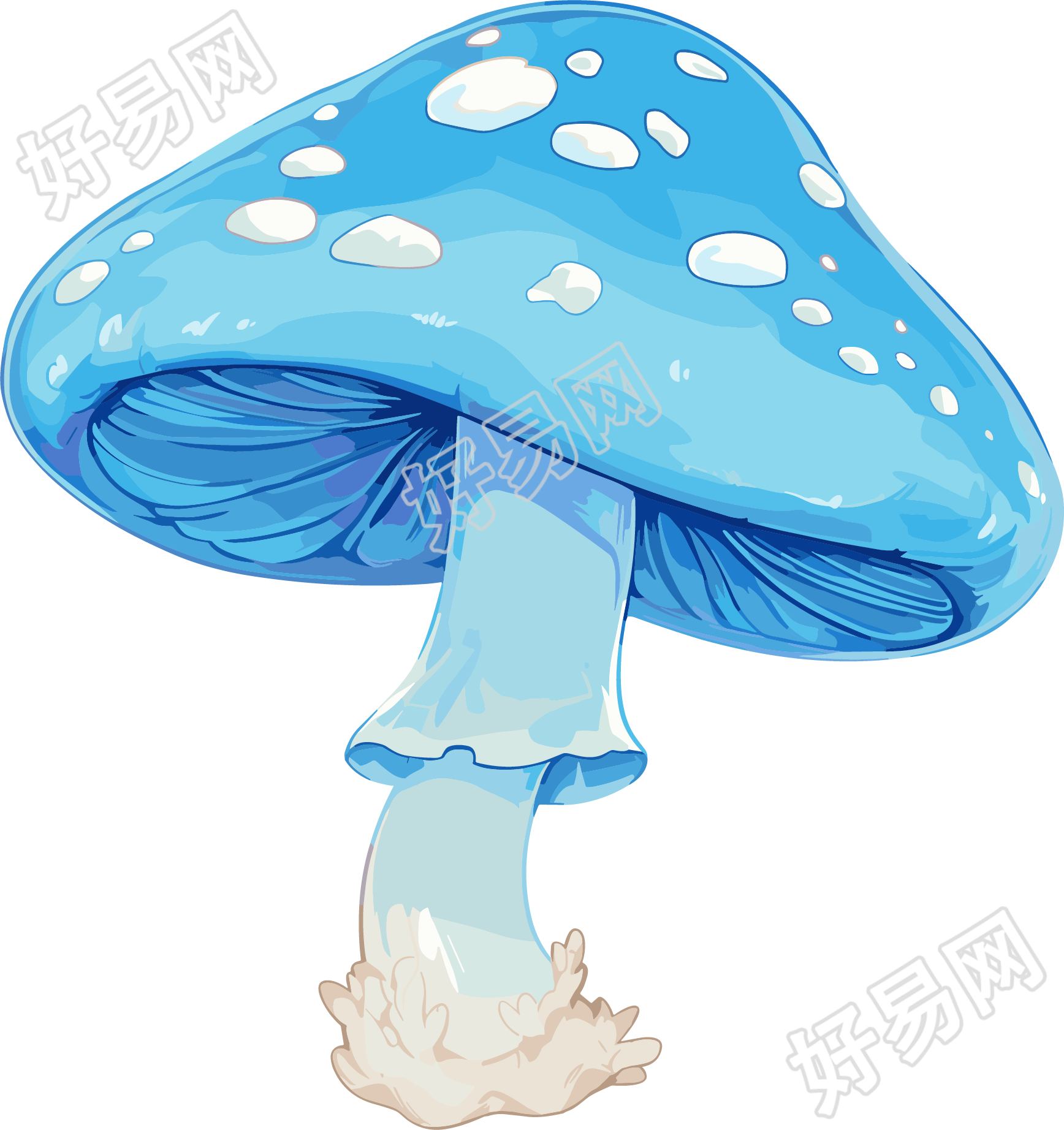 蘑菇蓝色插画