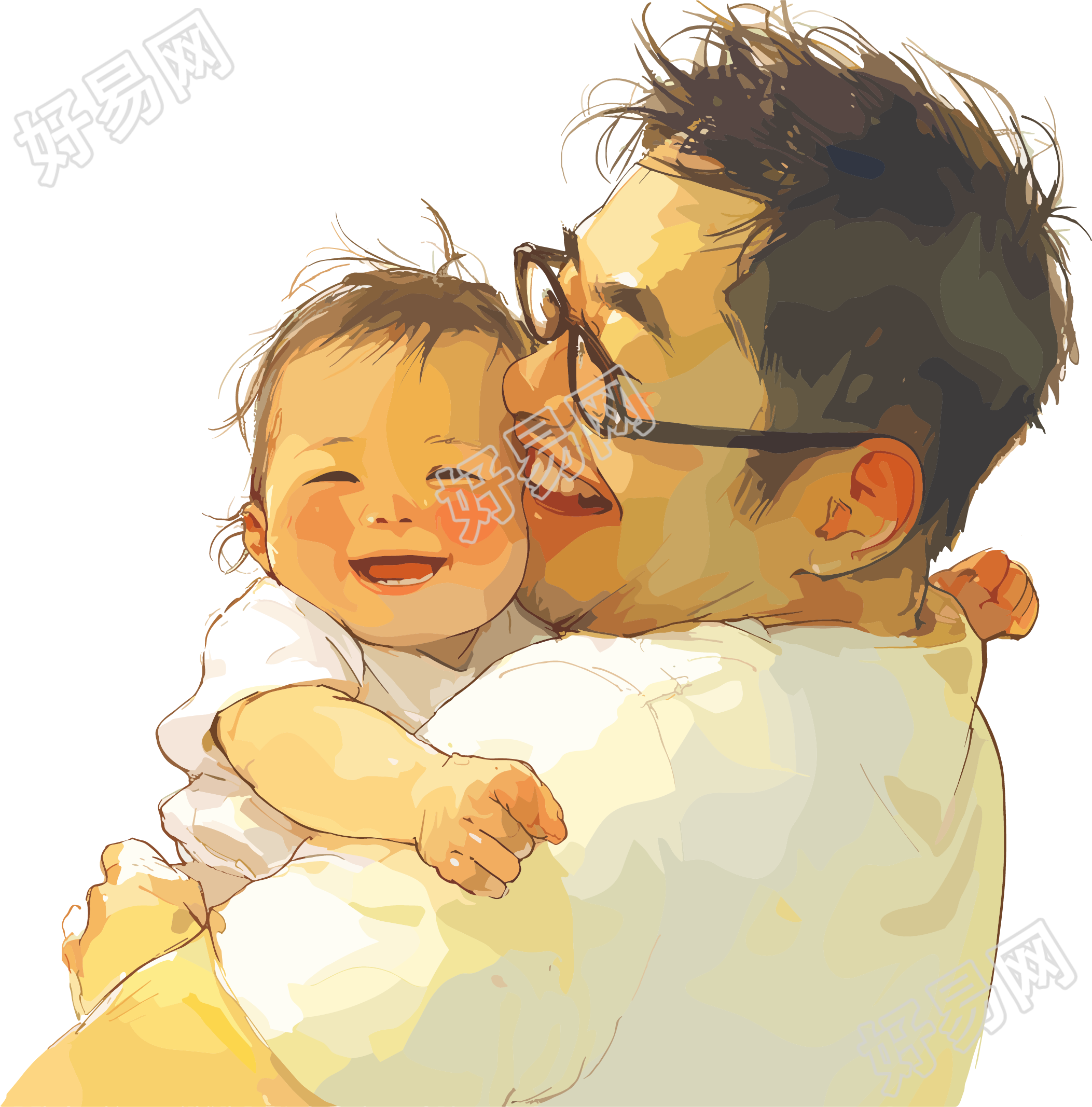 父子商业插画设计元素