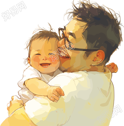 父子商业插画设计元素