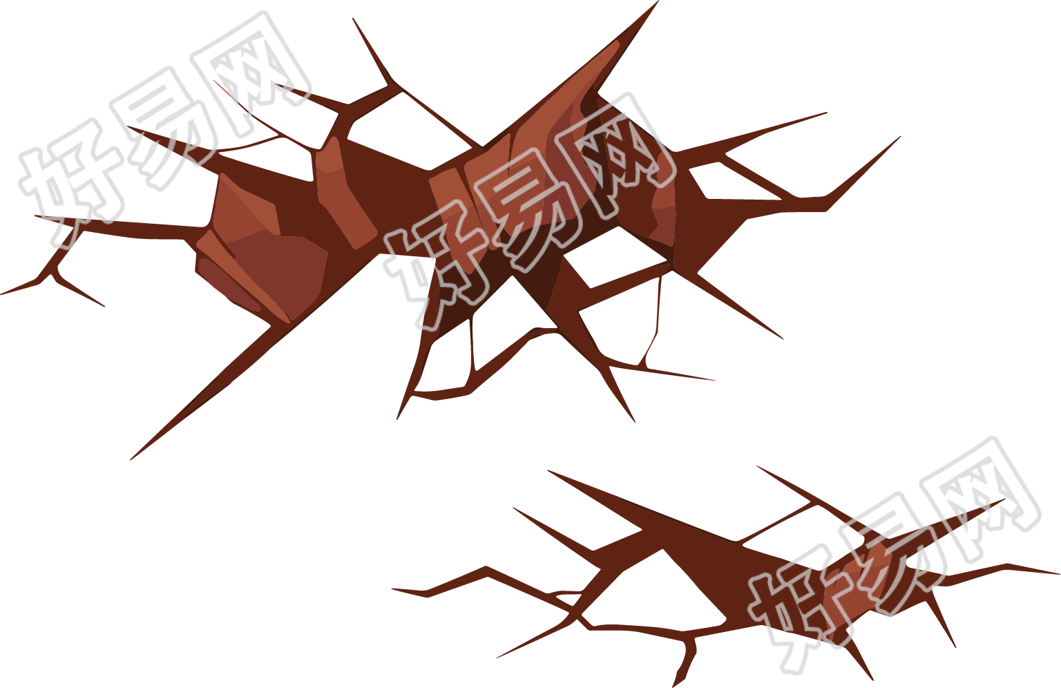 地震地面裂缝插画