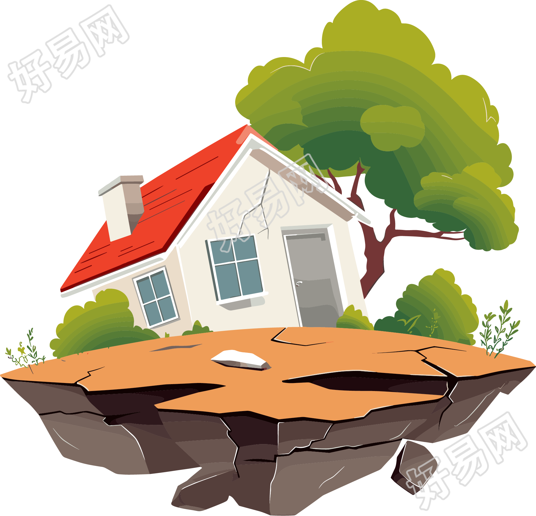 地震中的房屋素材