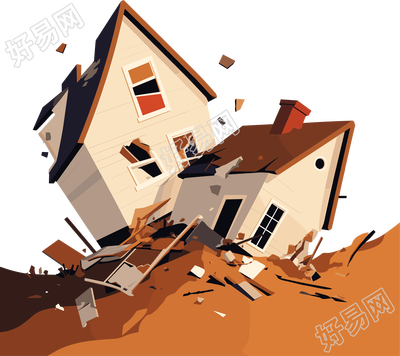 地震房屋可商用插画