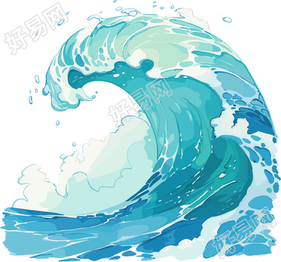 海浪简约卡通插画
