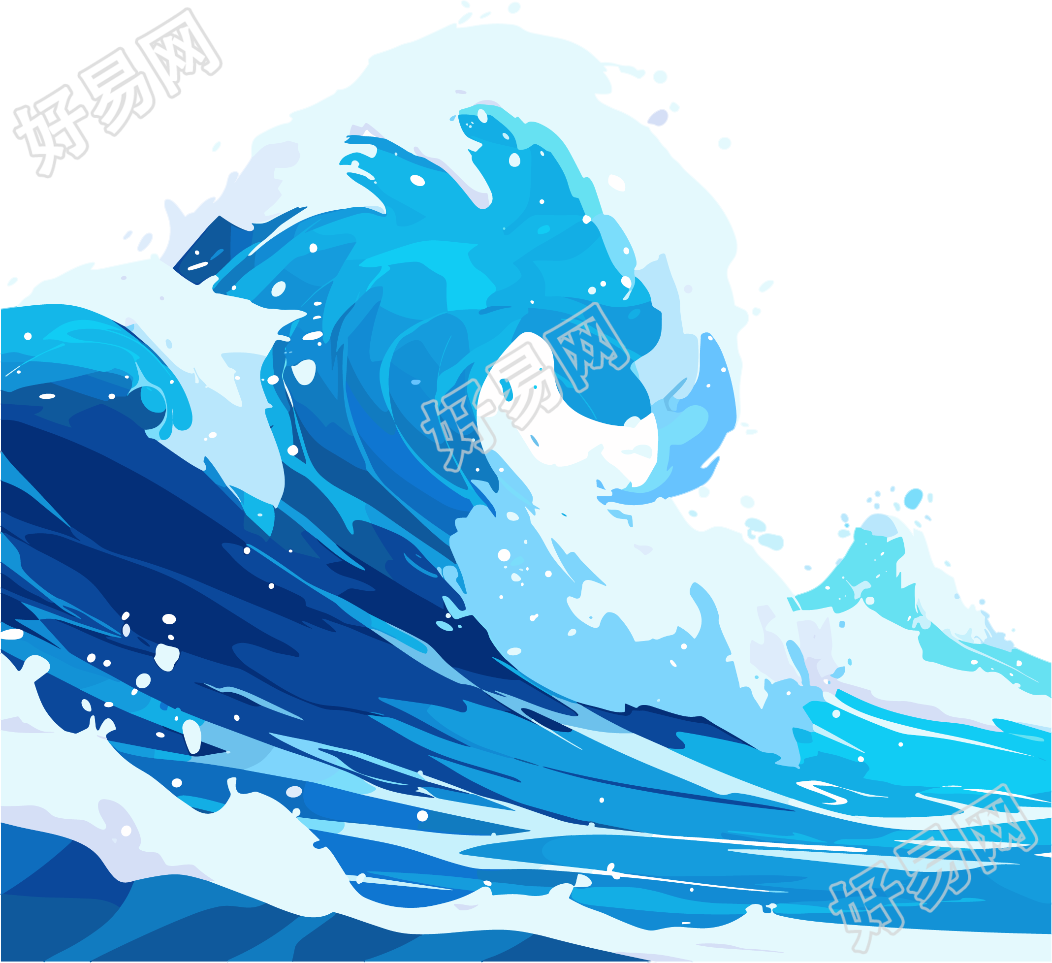 海浪透明背景插图