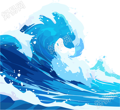 海浪透明背景插图