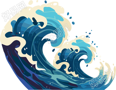 海浪扁平插画素材