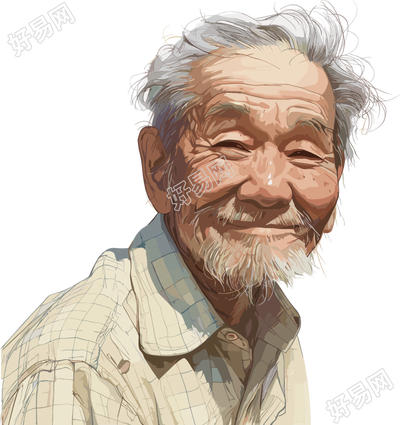 老人老爷爷扁平插画