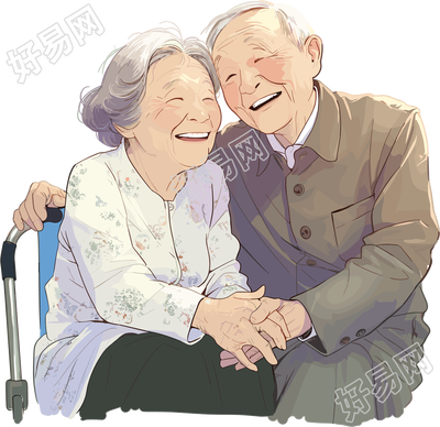 老人老年夫妇插画