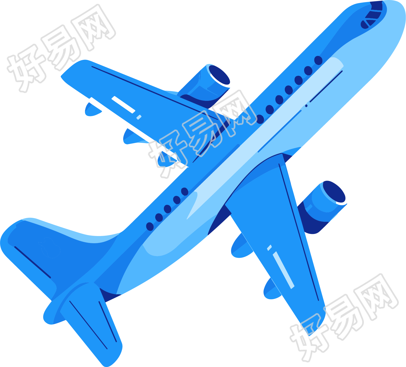 蓝色飞机出行旅游元素
