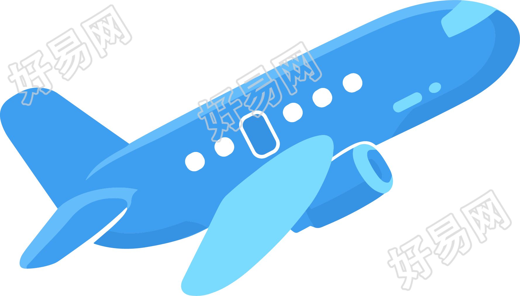 蓝色飞机插画