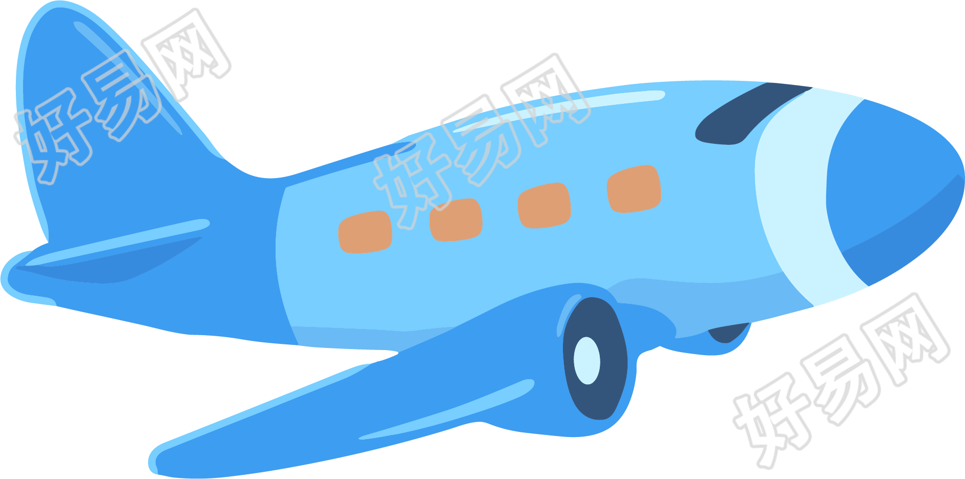 蓝色飞机插图