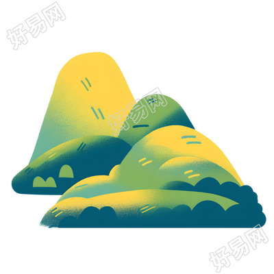 国潮风山丘插画