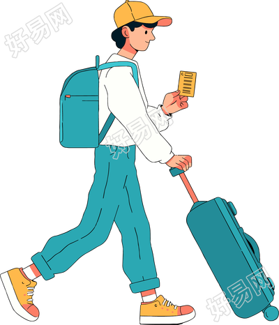 年轻男生出行旅游元素