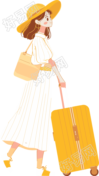 女生出行旅游元素