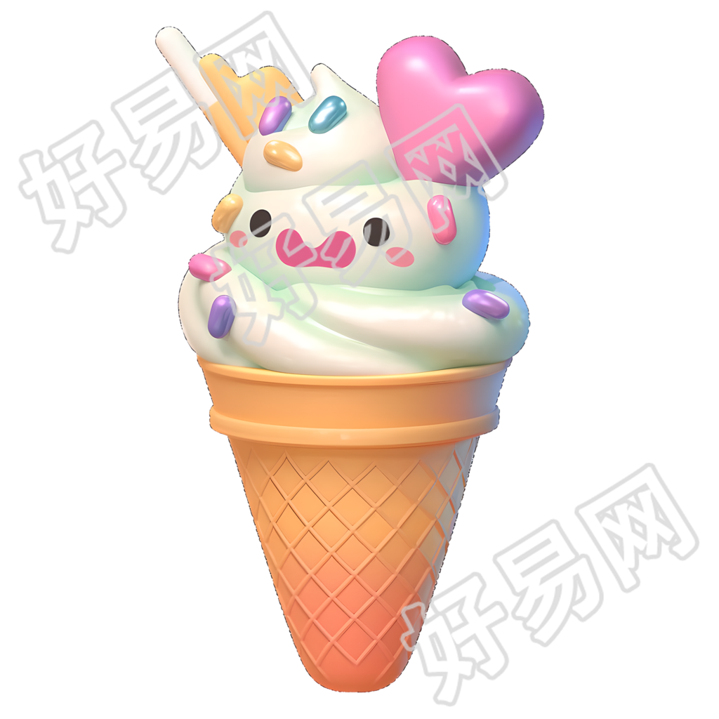 3D冰淇淋卡通风格素材