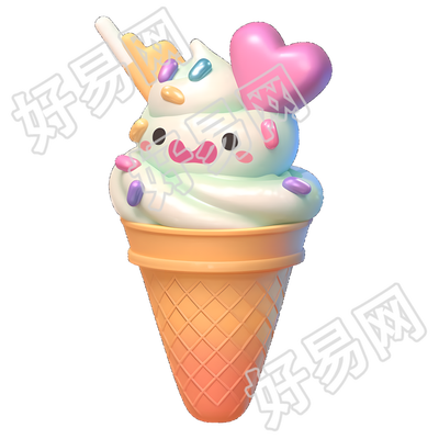 3D冰淇淋卡通风格素材