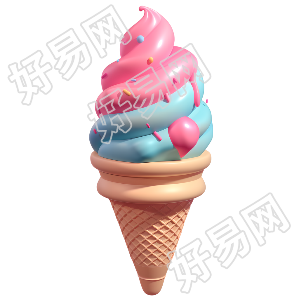 3D冰淇淋卡通插图