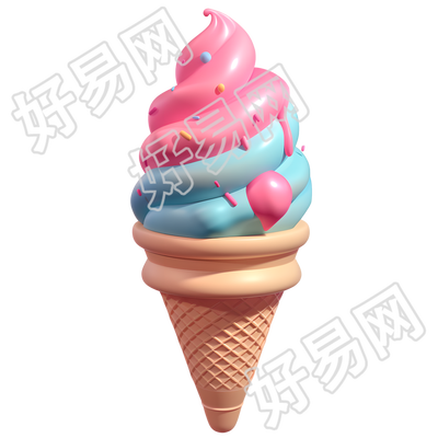 3D冰淇淋卡通插图
