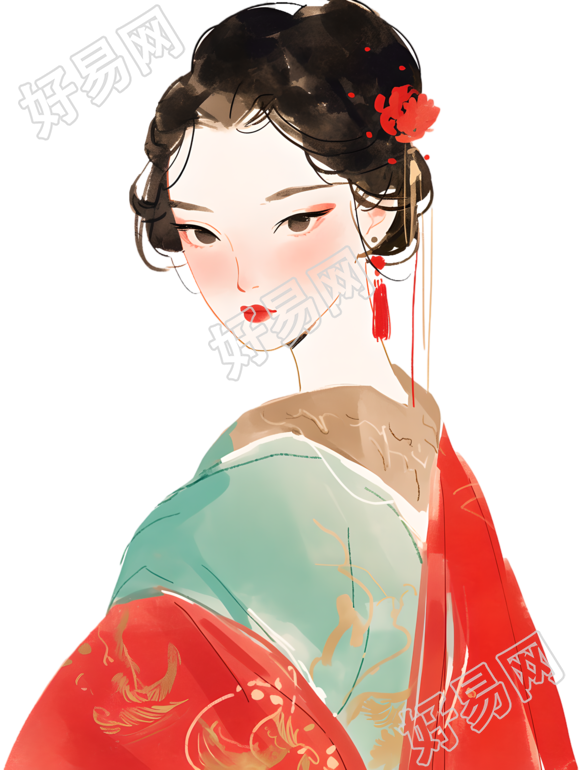 古代美女美丽插画