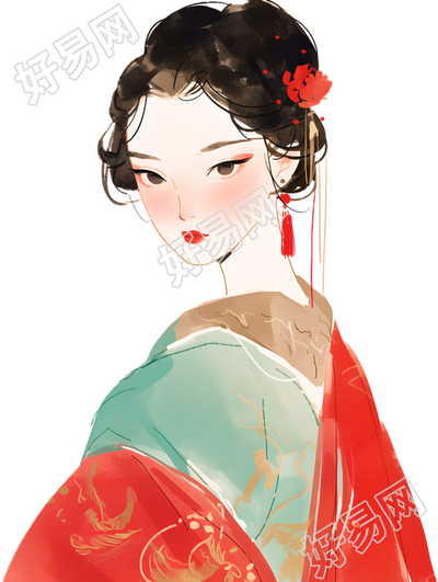 古代美女美丽插画