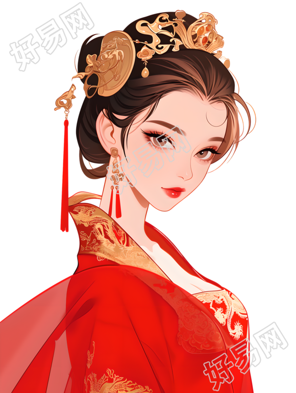 古代美女矢量插画