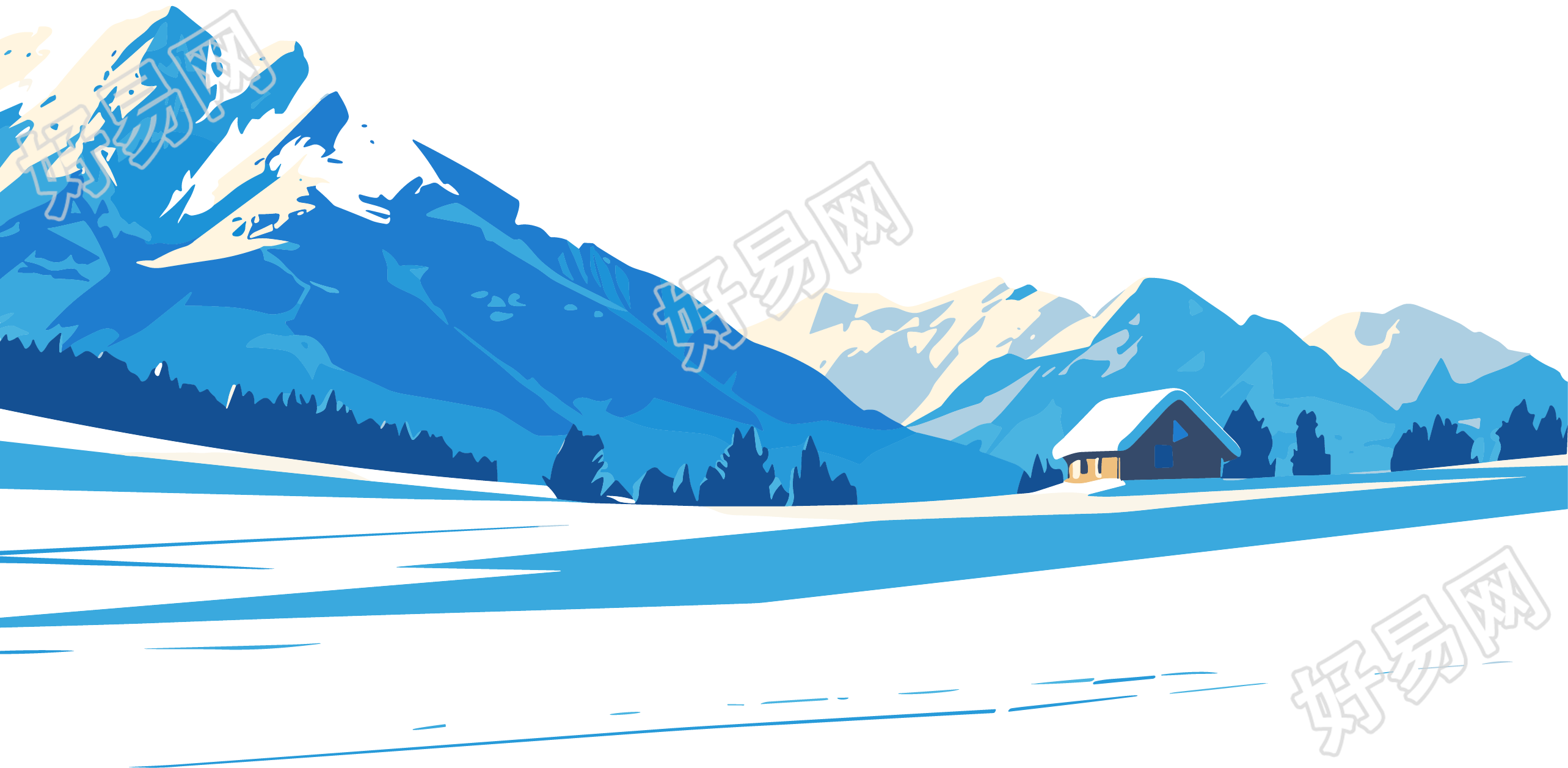 雪山雪屋插画