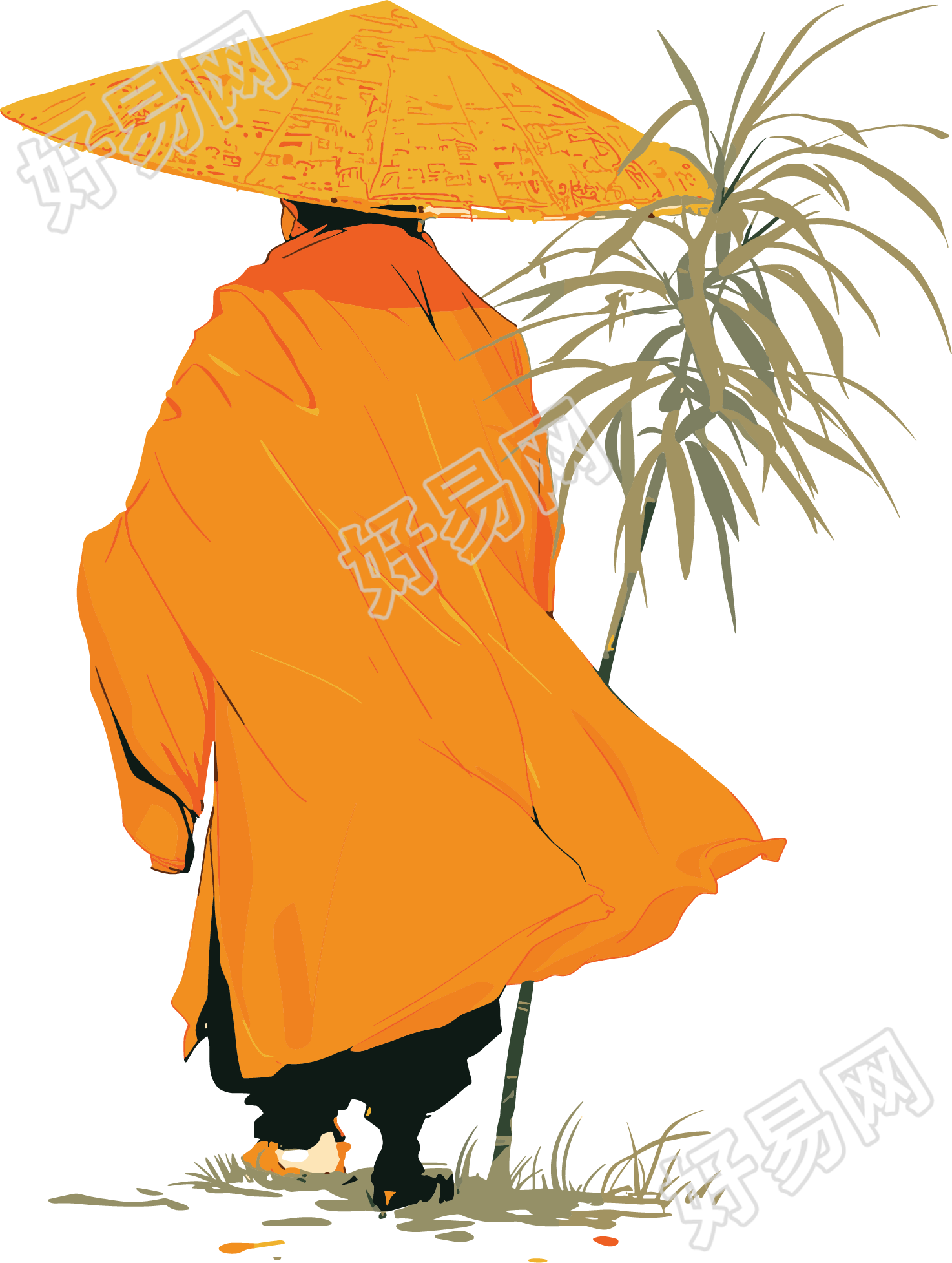 和尚背影简约素材