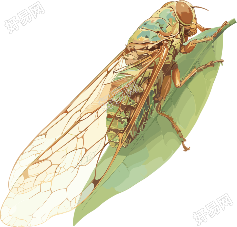 夏蝉彩色铅笔画素材