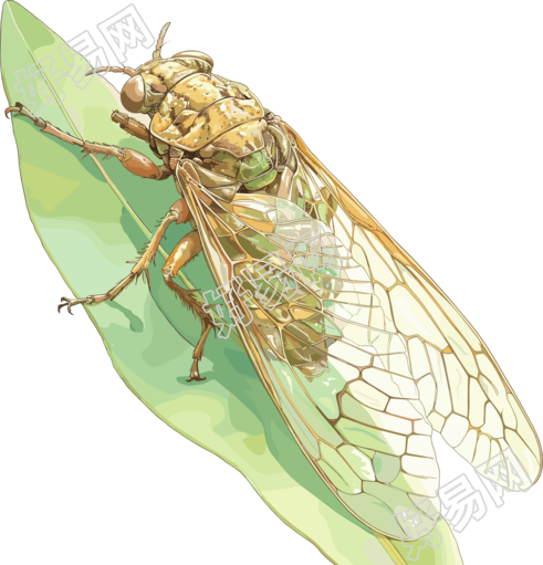 夏蝉卡通插图