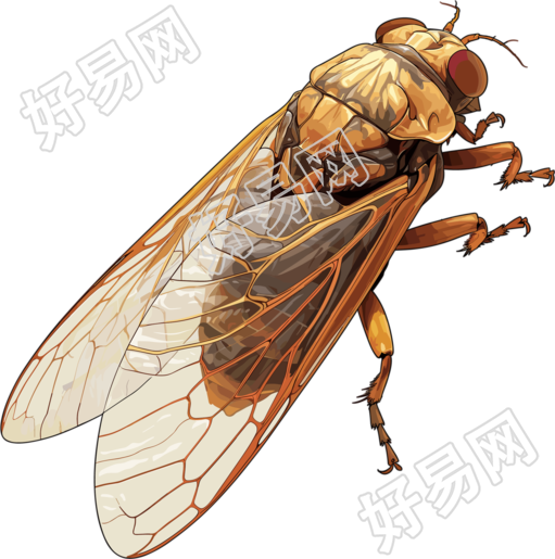 夏蝉矢量插图