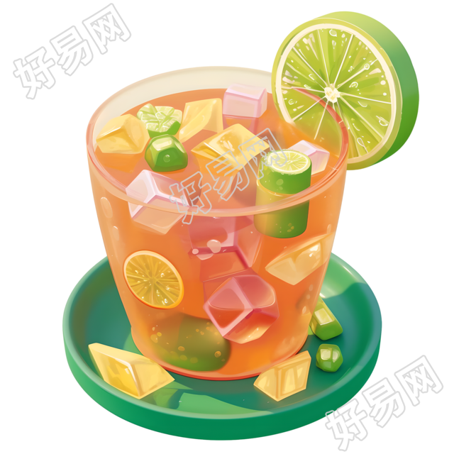 3D水果茶创意素材