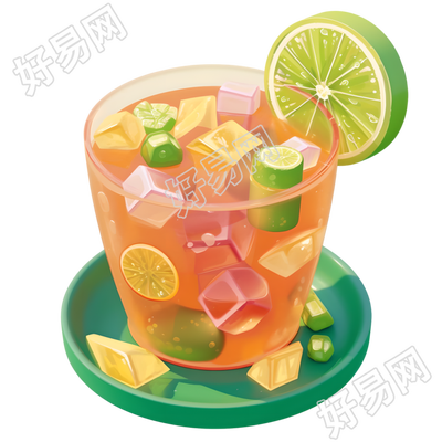 3D水果茶创意素材