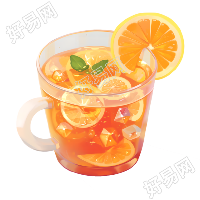 3D水果茶模型插画